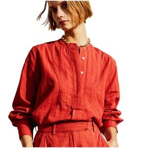Mille Cara Top in spice orange XL blouse Tuckernuck cotton popover long sleeve